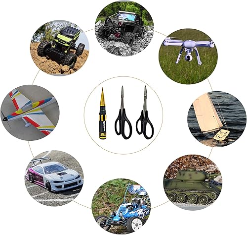 Miniatura 7 de Escariador de cuerpo RC 0.000-0.551 in perforador de agujero con manga y tijeras curvas y tijeras rectas Set RC montaje de carrocería de coche para