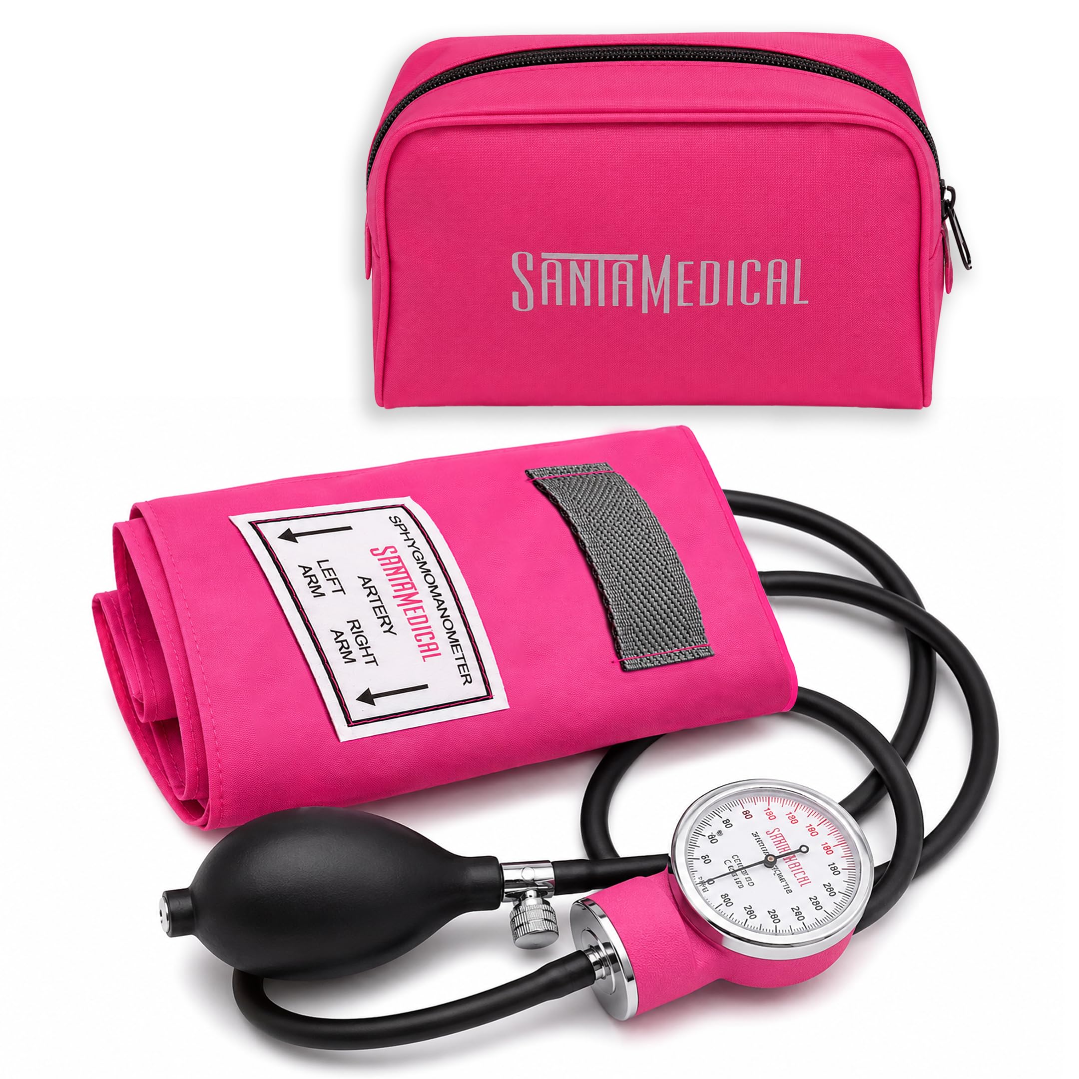 Santamedical Aneroid Sphygmomanometer - Bp Cuff Without Stethoscope - Pink