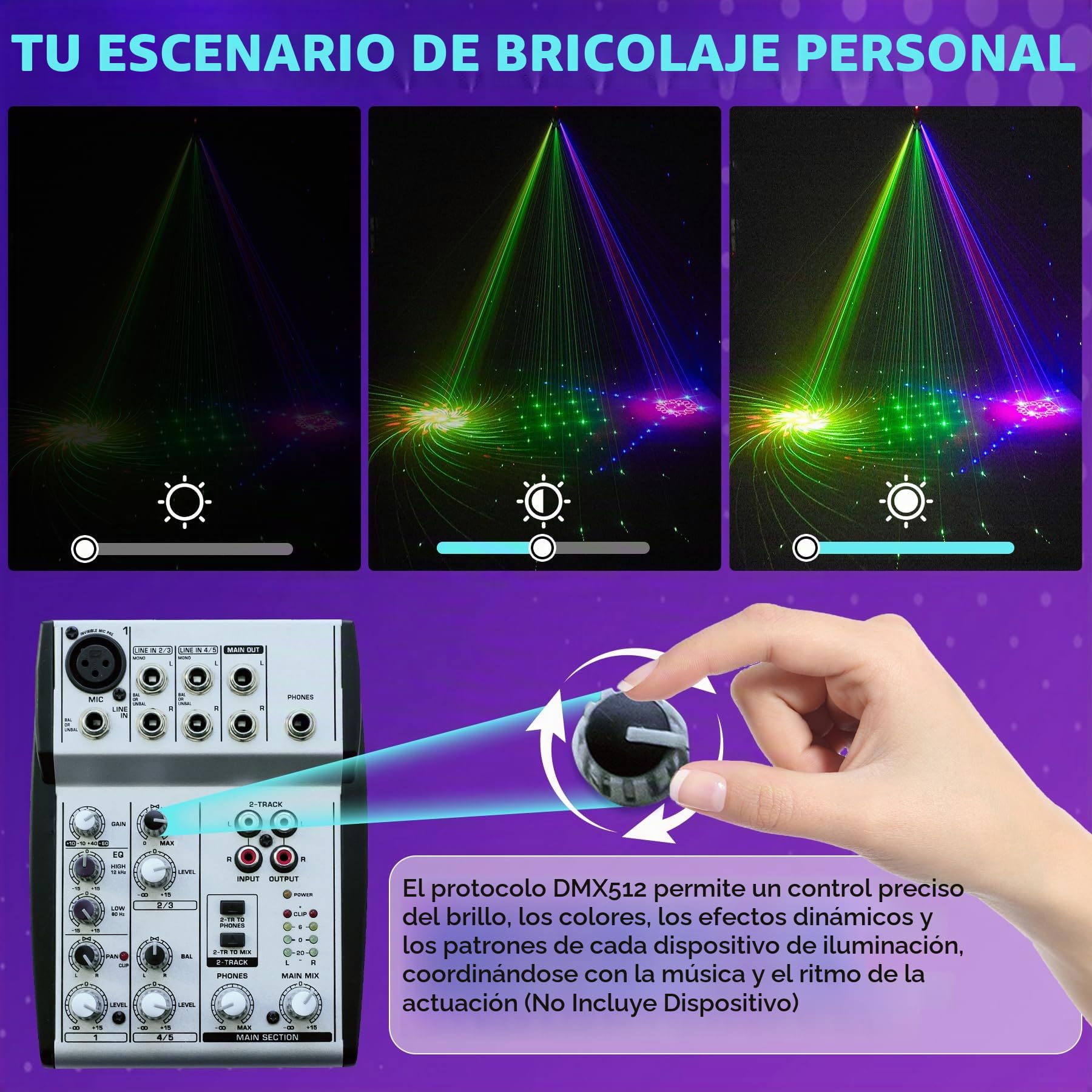 VAYALT Luces Discoteca, RGB Luces de Discoteca, Luces DJ con Mando a Distancia, Musik Sonido Activado, Luces Fiesta Compatible con DMX 512, para Fiestas, Boda, djs, Bares,Discoteca Club