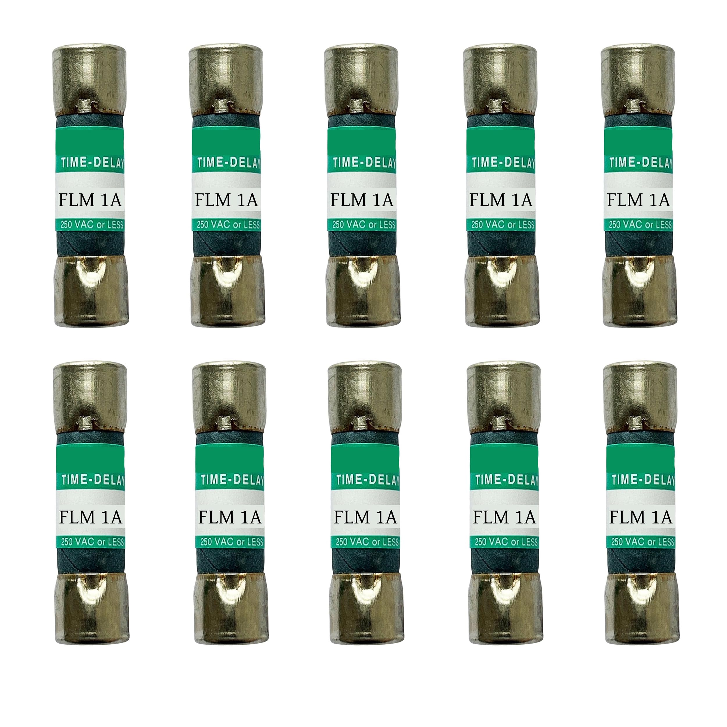 10-Pack New FLM-1 FLM-1A FLM 1A 250Vac Time Delay Fuse,FLM-1A Current Limiting Cartridge Fuses