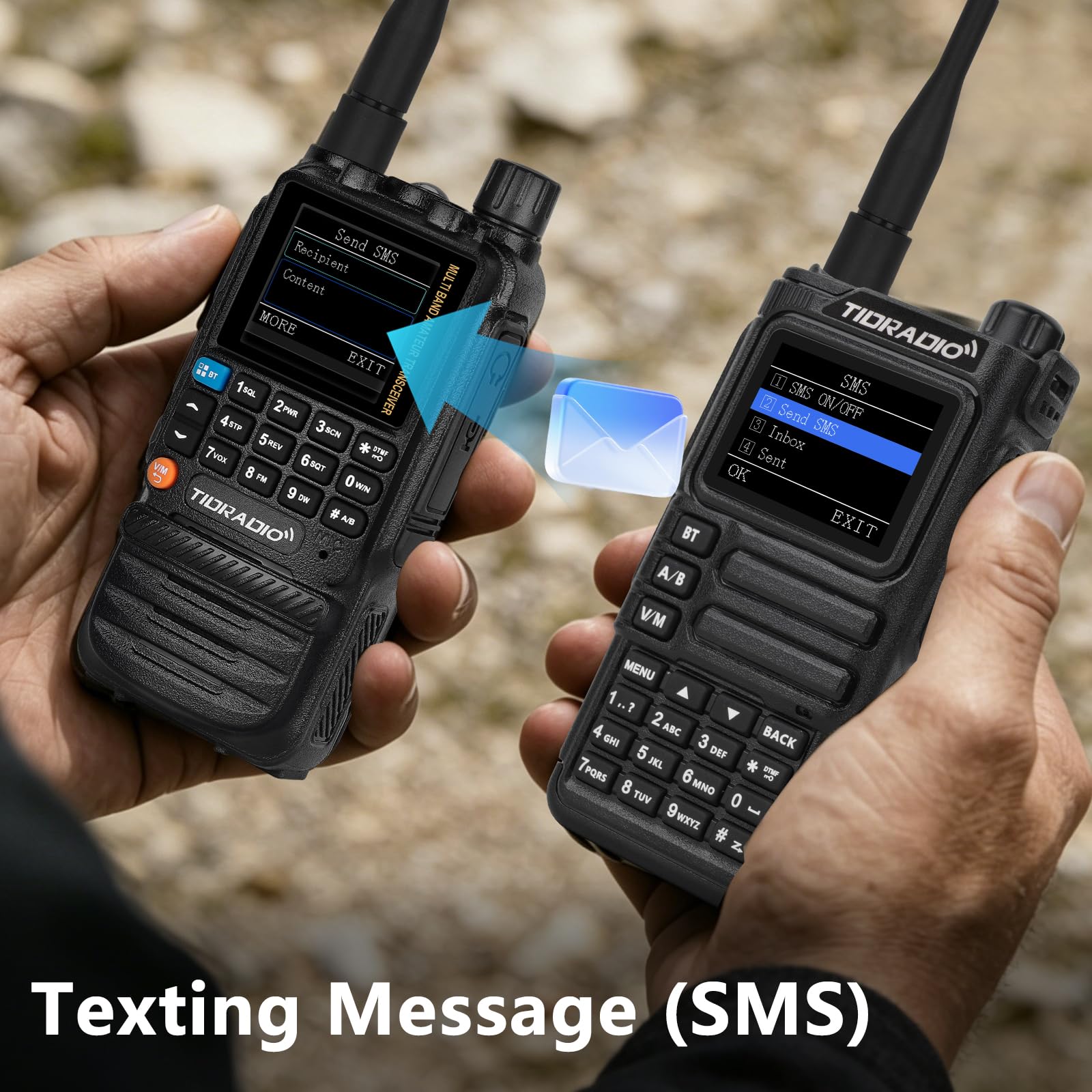 TIDRADIO TD-H9 Walkie Talkie, funkgerät, 10 Watt, GPS, APRS, Spektrumanalyse, SMS, Bluetooth-Programmierung, Web-Upgrade, NOAA, USB-C-Akku, Funkgerät für Erwachsene mit hoher Reichweite – Schwarz