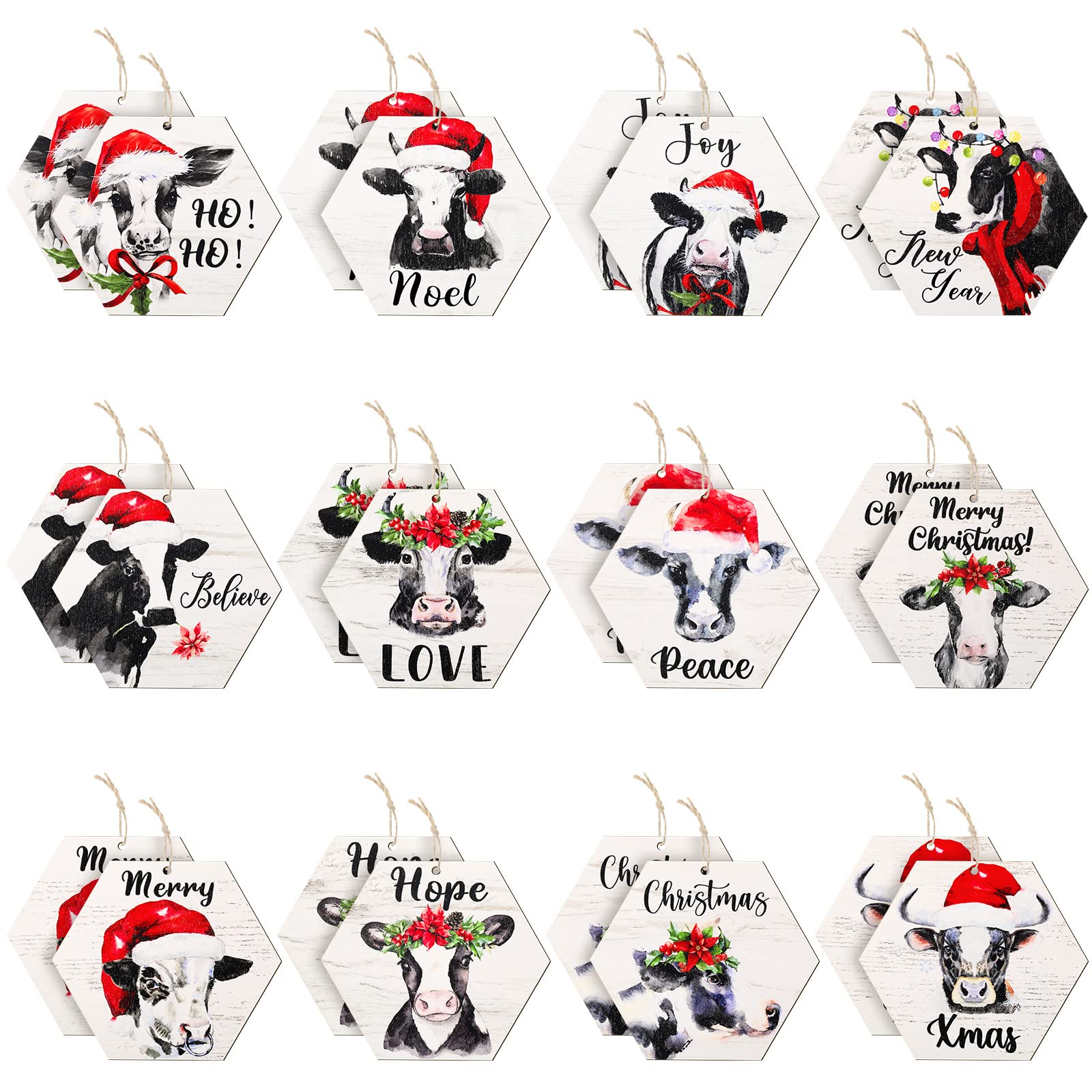 Décorations de Noël en bois vache incassable pour enfants chat