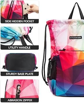 TRAILKICKER Drawstring Backpack for Basketball, Football, Volleyball, Gym, Sports, Drawstring Bag, Waterproof, for Men and Women, with Smooth Zipper and Two