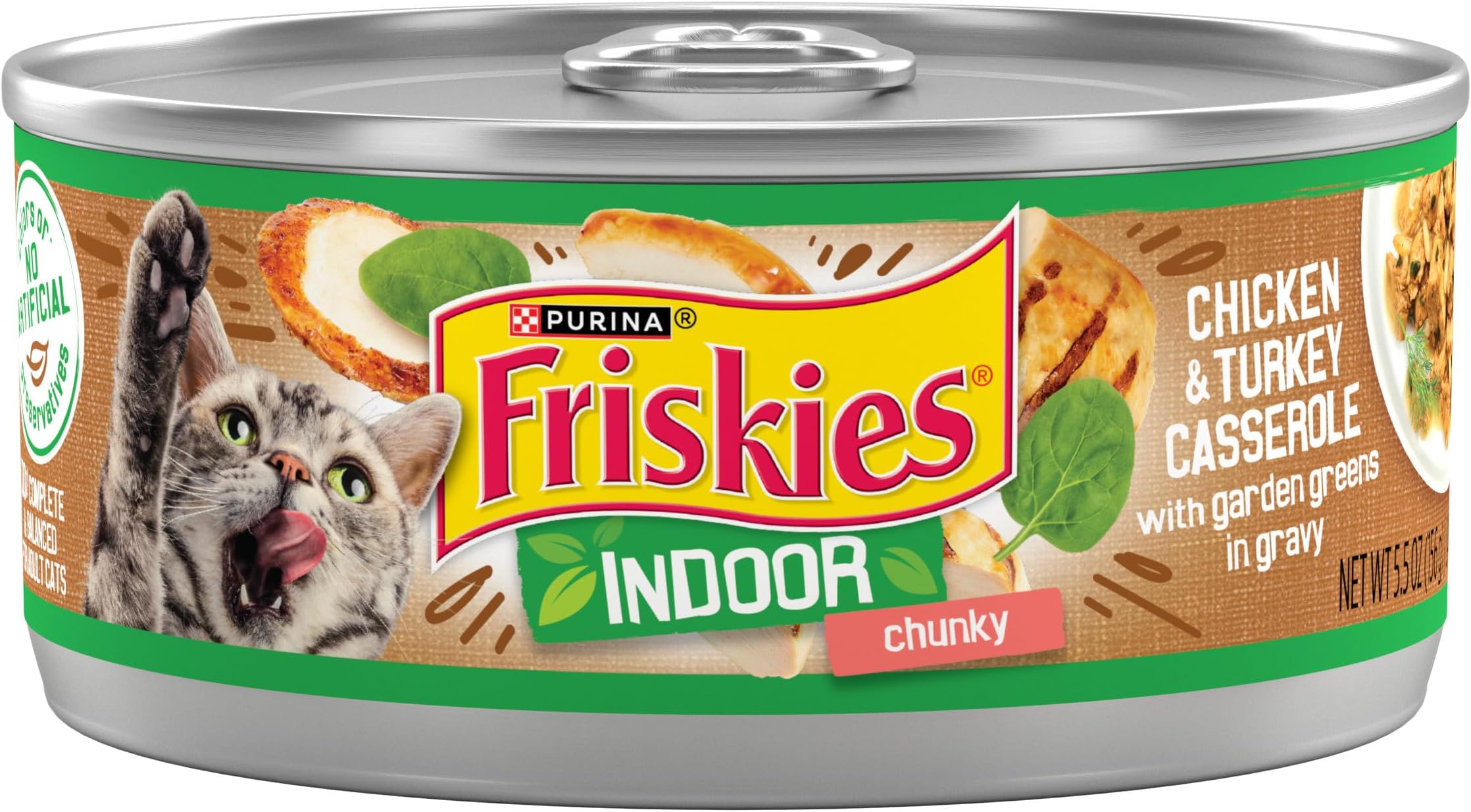 Purina Friskies Indoor Cat Food, Chunky Chicken & Turkey, (24) 5.5 oz Cans