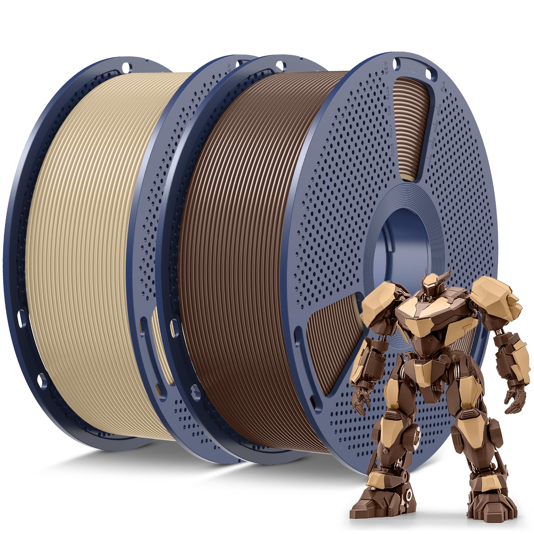 SUNLU PLA 3D Printer Filament, Oak &amp; Coffee Brown, 2-Pack, 2KG Total