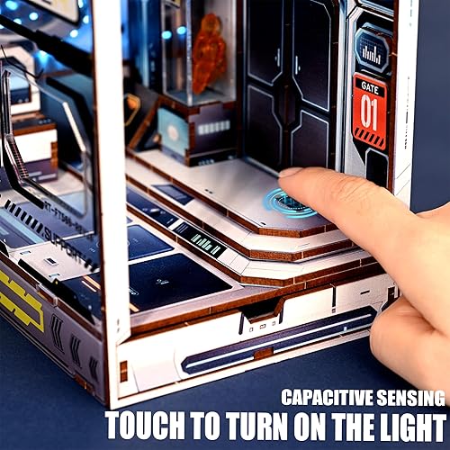 Miniatura 3 de AONGAN Kit de rincón de libros, kit de casa de muñecas en miniatura, sujetalibros de madera 3D, regalos de manualidades, decoración del hogar para