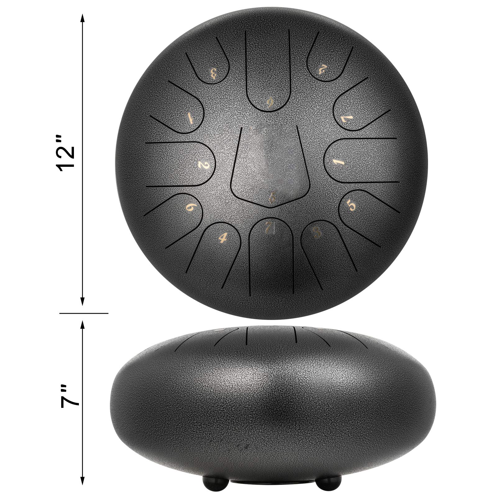 CAHAYA Steel Tongue Drum 12 Zoll 13 Töne: Zungentrommel Schlagzeug Anfänger, Handpan mit Notenbuch, Trommelstöcken, Steel Pan Töne Drum Schlaginstrument für Meditation Yoga, Malachit CY00374-1