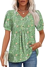 Women's Summer tunic Tops Casual Dressy Blouses Short Sleeve Shirts M-3XL