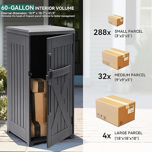 Miniatura 6 de YITAHOME Caja de almacenamiento y entrega de paquetes grandes de 60 galones, entrega de paquetes de resina de doble pared para exteriores y caja de