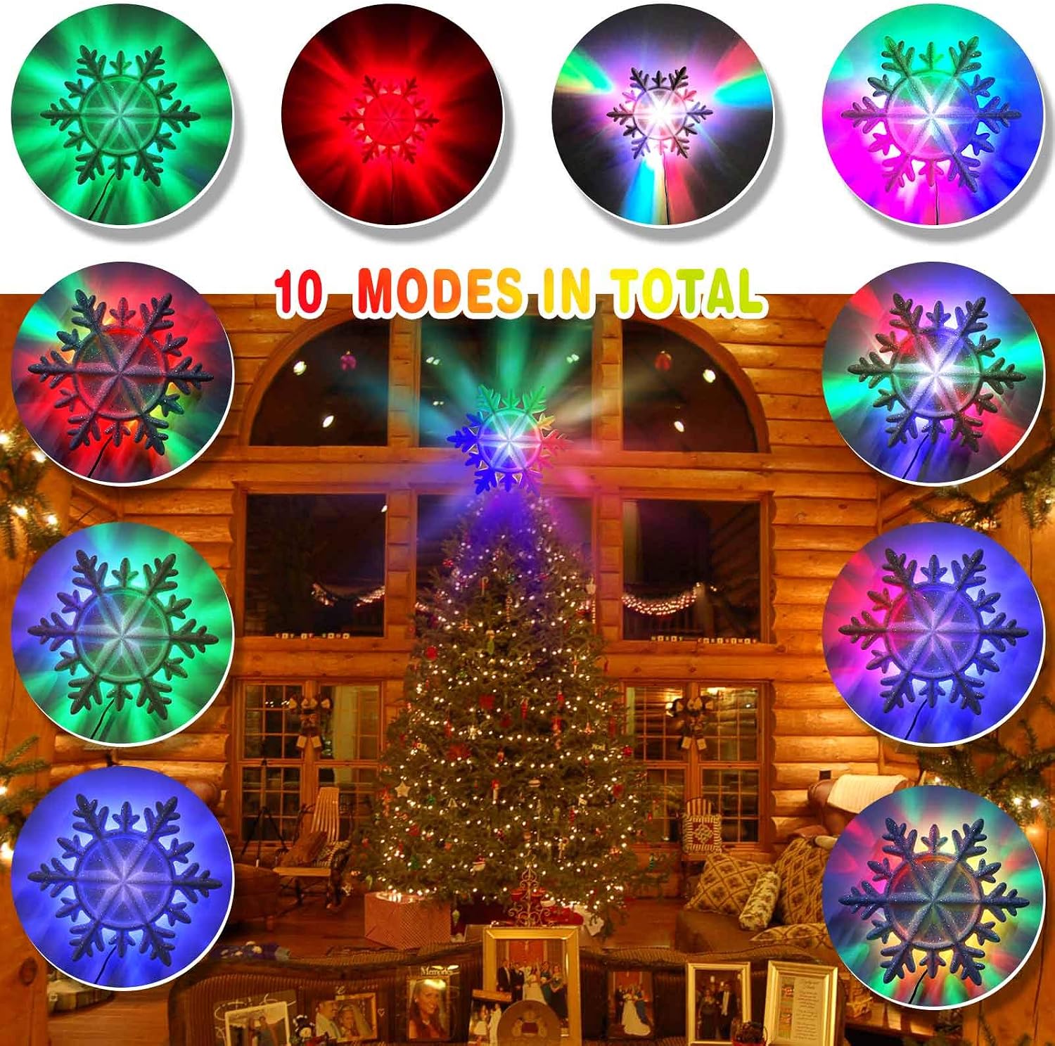 OurWarm Christmas Tree Topper Lighted Snowflake Tree Topper with Colorful Changing LED Lights 11 Modes Remote Control Timer 3D Glitter Xmas Tree Topper for Christmas Tree, Wall, Tabletop, Party Decor