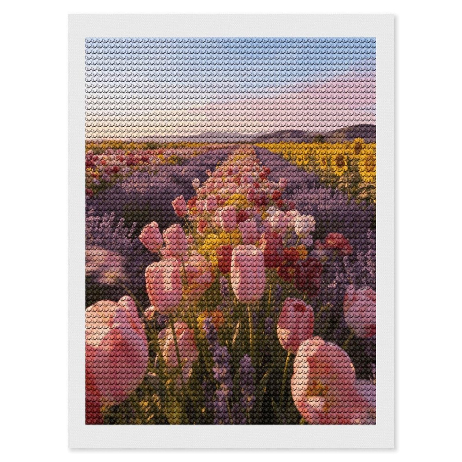 The Ginger Lily Beneath The Windmill Paint by Numbers Kit for Adults Beginner DIY Diamond Dots Paintings Round Full Drill Diamond Art Kits Picture Diamond Art Painting Kits for Home Decor 12"x16"