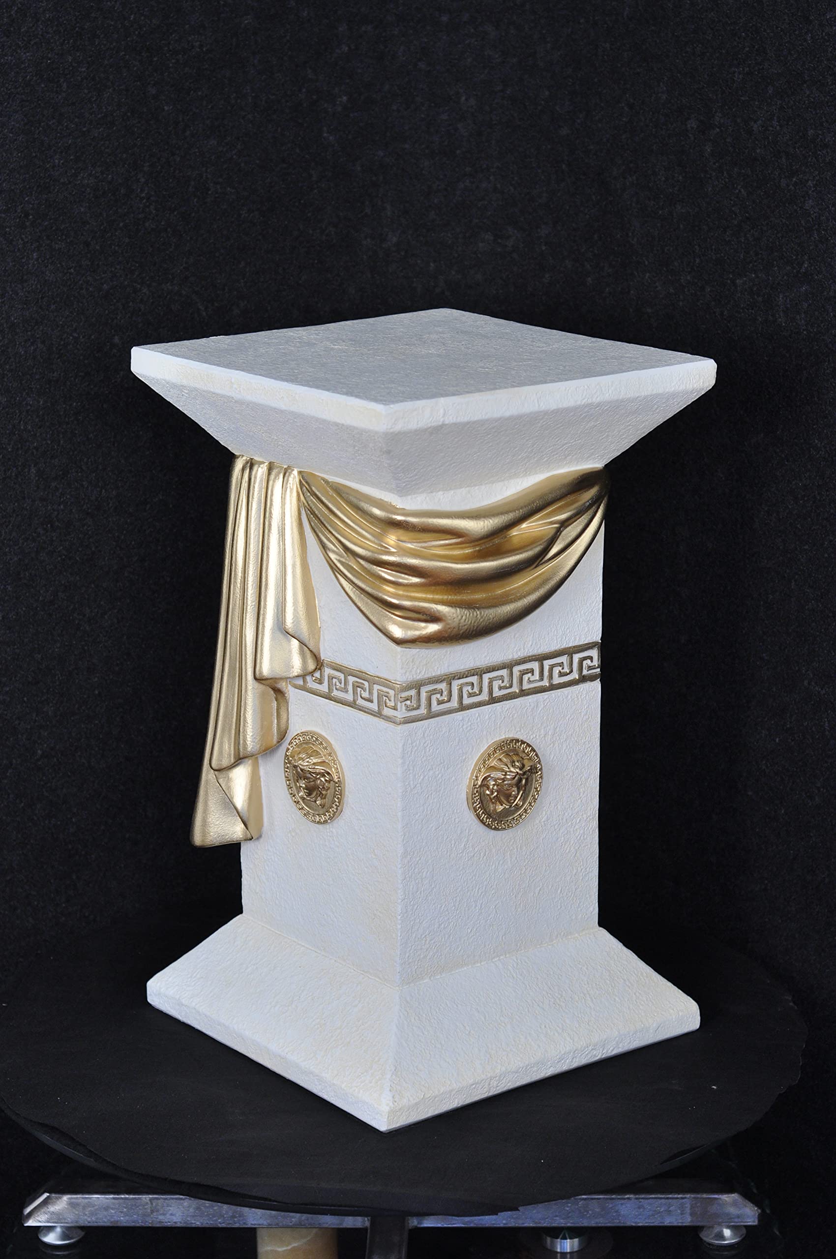 Cinar Colonne de style méandre - Table d'appoint marbrée - Colonne décorative - 75 cm - Style grec - Rétro - Rococo - Colonne baroque - Support de fleurs - Piédestal peint