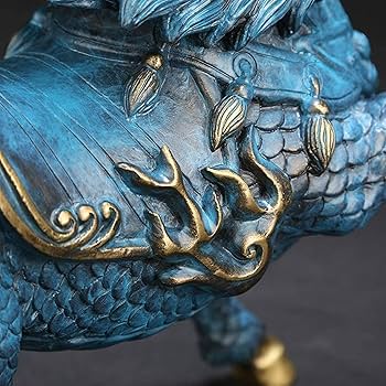 Amazon.co.jp: 風水銅Qilin/麒麟像 青い純銅の保護者装飾 富保護像