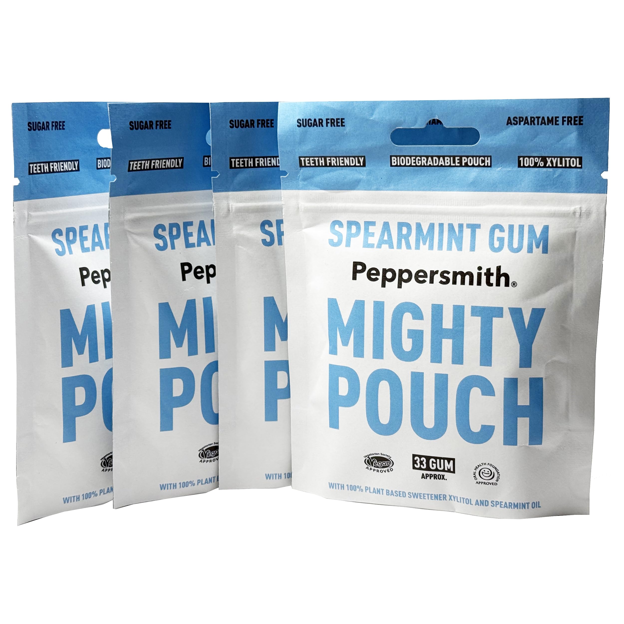 Peppersmith English Spearmint Xylitol Gum - 50g Mighty Box (Pack of 4)
