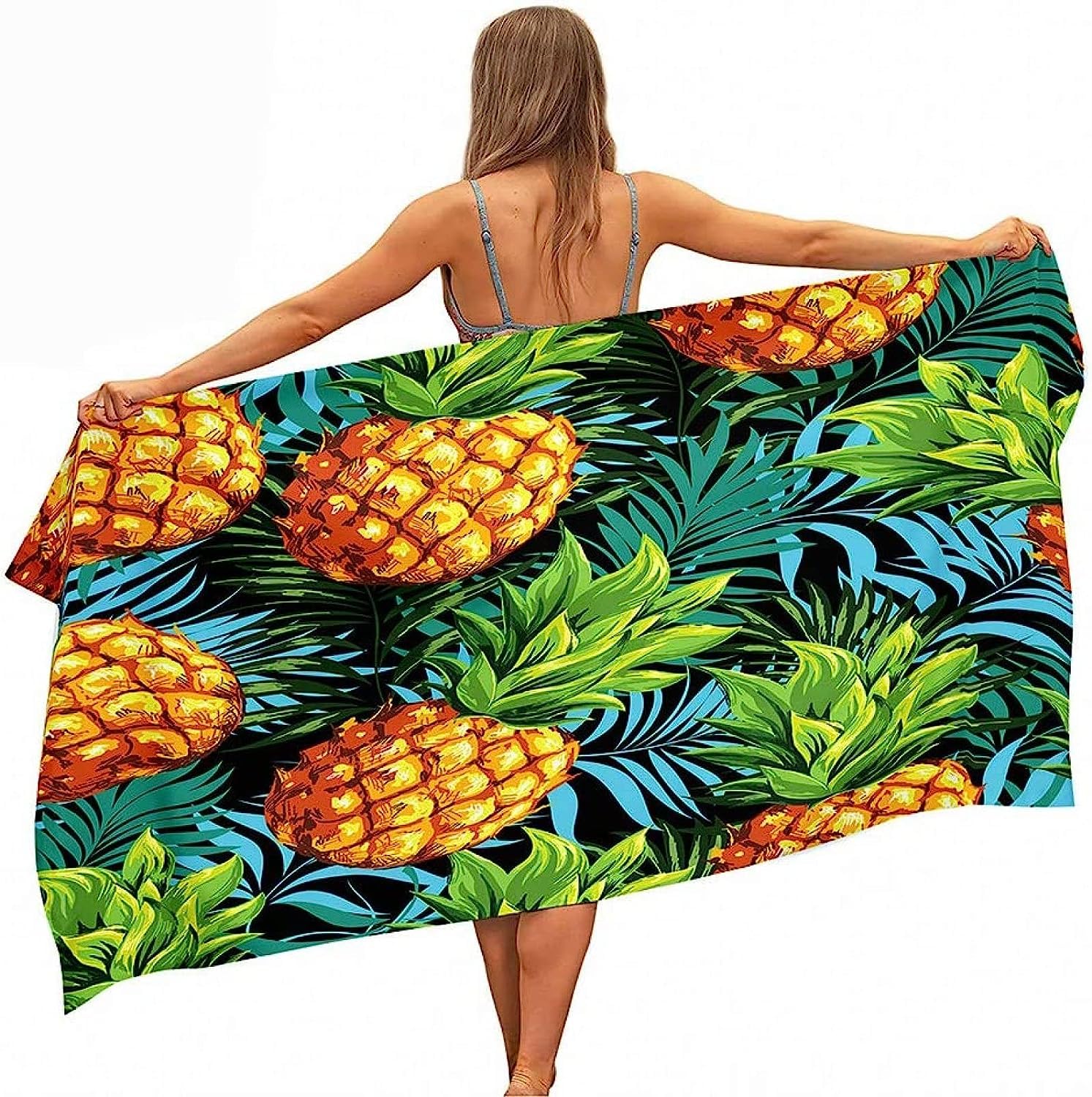 Strandtuch Cartoon-Fruchtananas 3D Badetuch Mikrofaser Campingtuch Schnelltrocknendes Handtuch Sandfrei Ultraweiches Reisehandtuch Tragbar Badetuch Für Reisen Strand Schwimmen Wandern XXL 200 X -2Z8R