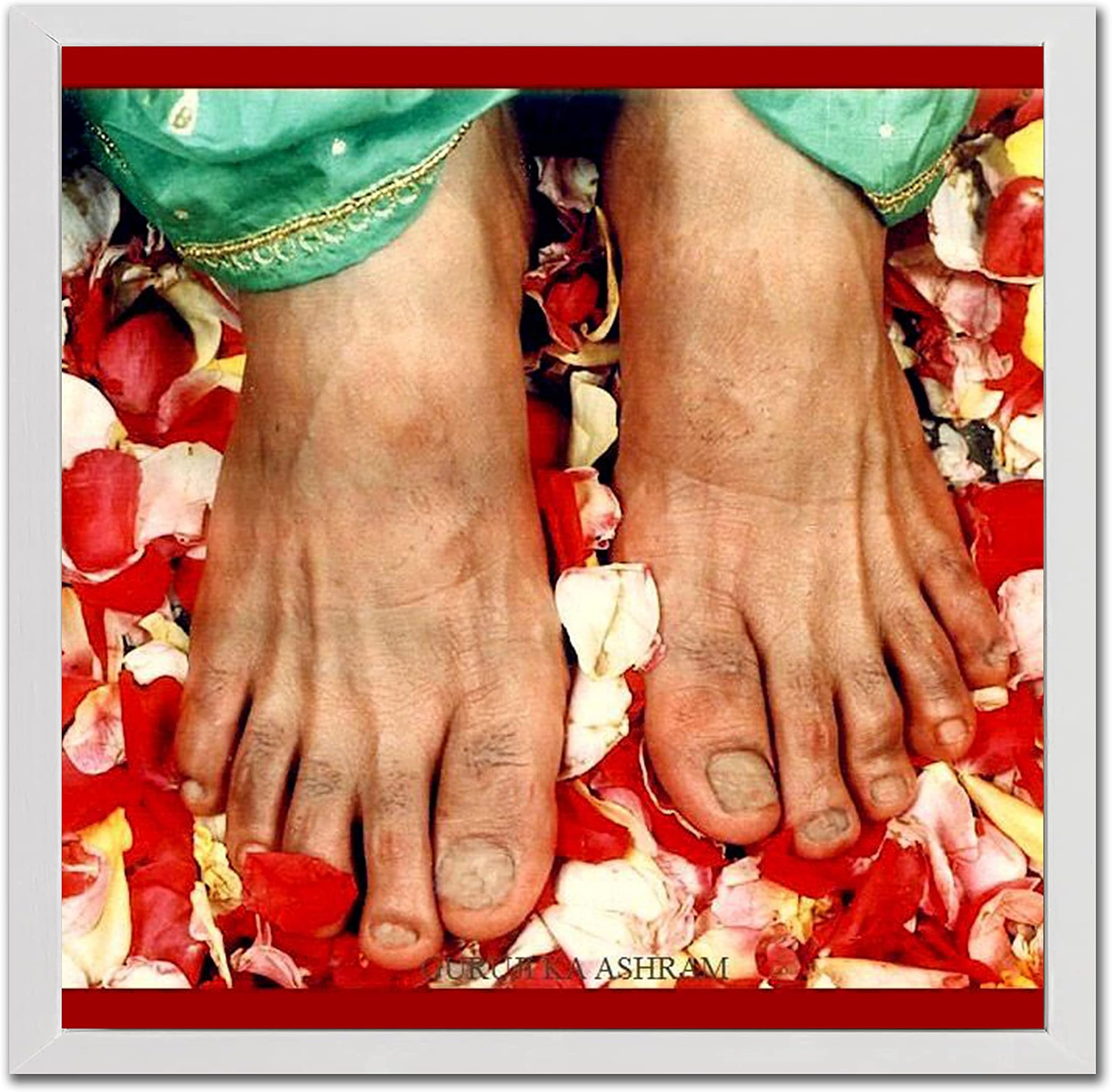 Guruji Charan Swaroop Photo Frame with Front Glass - D05 (White, 5 X 5 Inch)