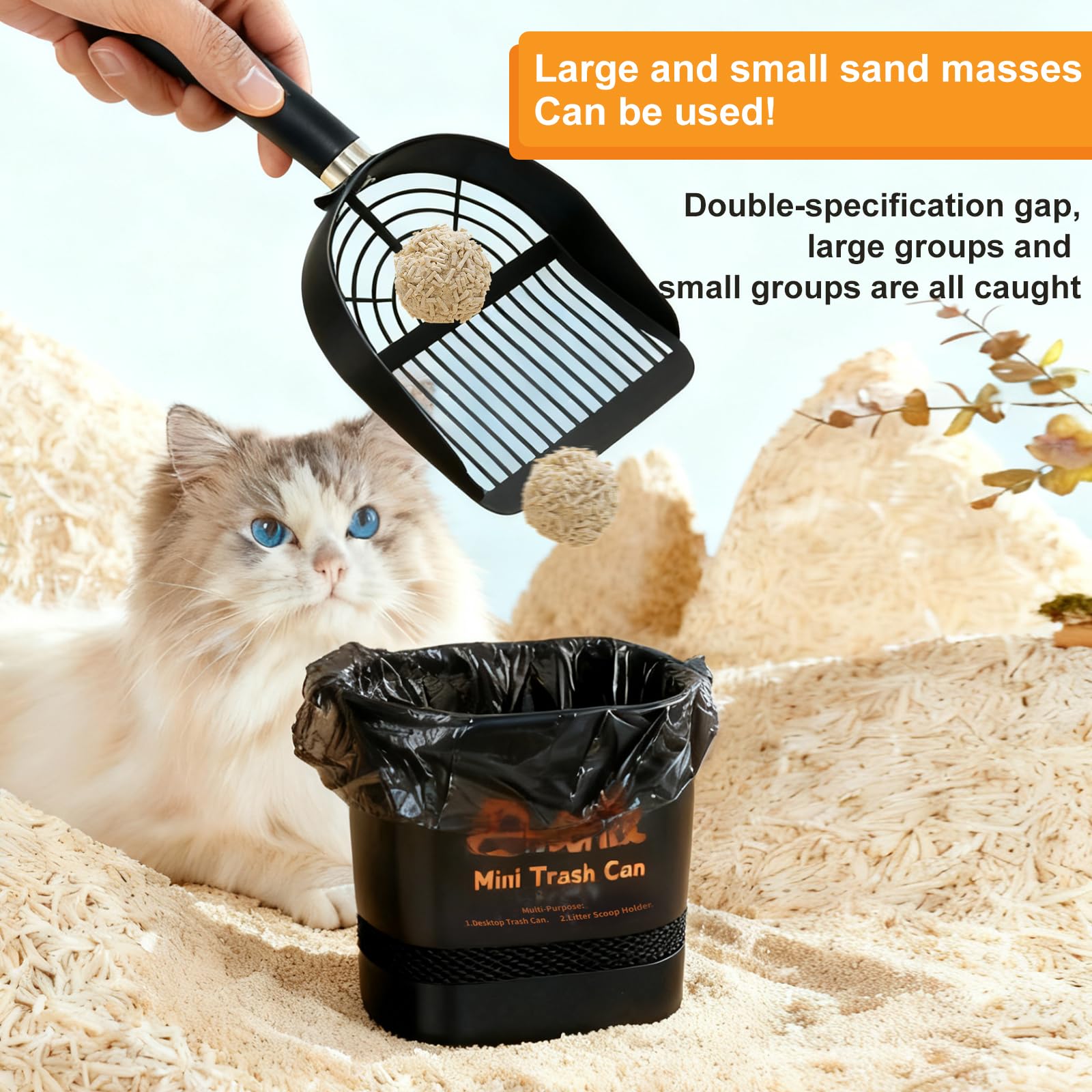 Universal Metal Cat Litter Scoop with Holder – Heavy-Duty Scooper Storage Caddy, Contains 6 Rolls of Cat Litter Bags - image 4