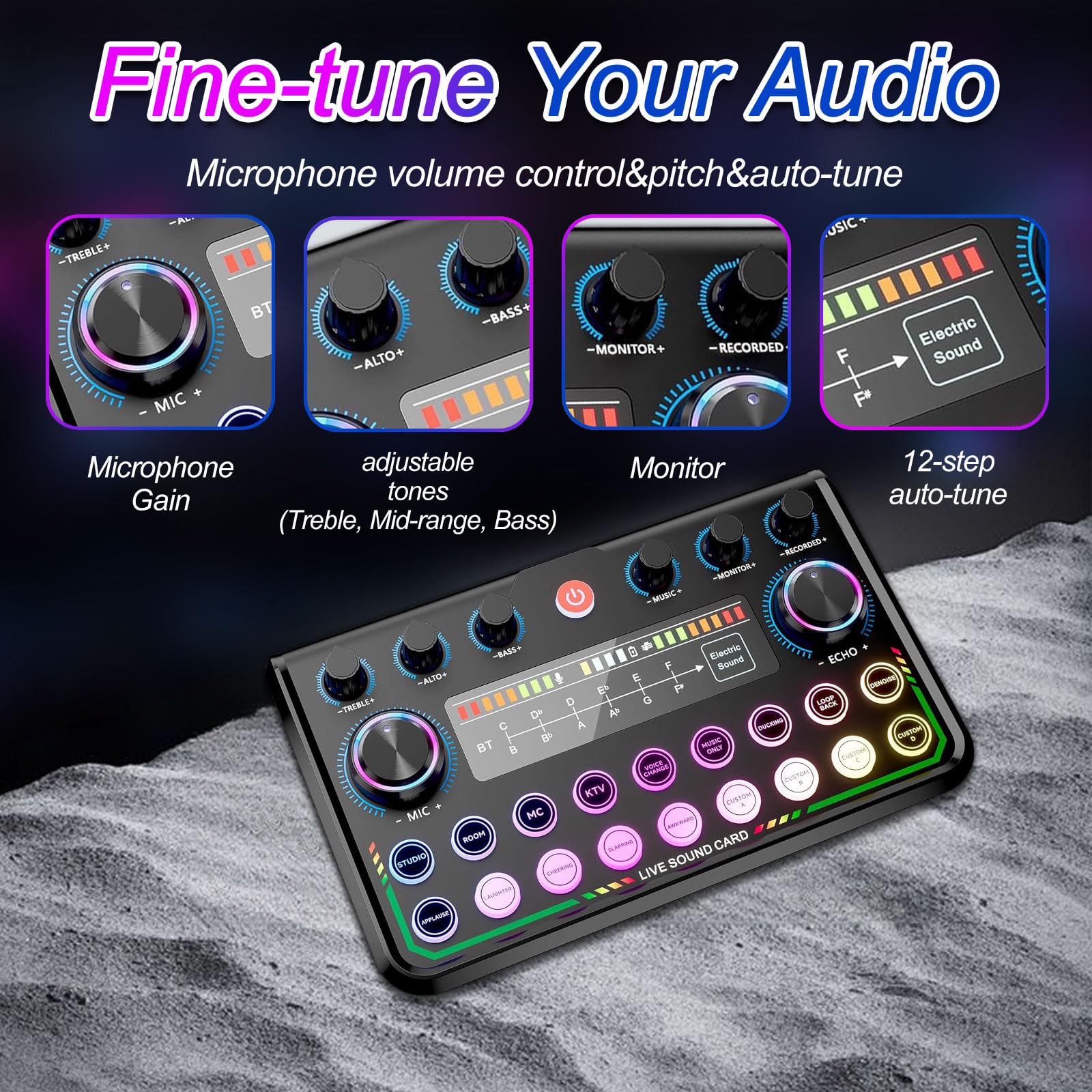 Podcast Equipment Bundle with Live Sound Card Audio Mixer Condenser Microphone, Audio Interface Streaming Mic Podcast Studio Recording for Sing, Gaming, YouTube TikTok, Studio Mixer Set for PC, Phone