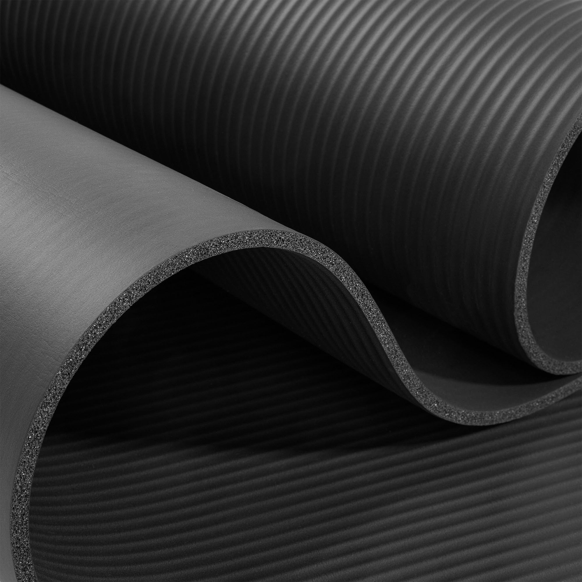 HyperMotion Mata do Ćwiczeń Fitness i Jogi NBR 183x61x0,8 cm Czarna, Antypoślizgowa, 8 mm, z Paskiem do Ćwiczeń i Przenoszenia, do Jogi, Pilatesu i Stretchingu