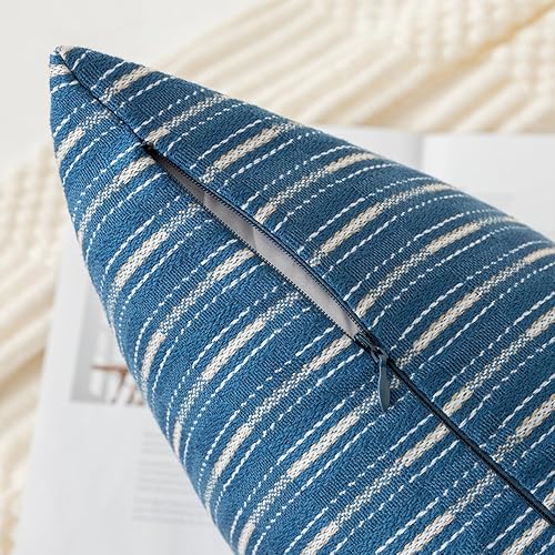 Miniatura 9 de Kevin Textile - Fundas de almohada de 16 x 16 pulgadas de color beige y negro, paquete de 2 fundas de almohada decorativas de lino a rayas modernas