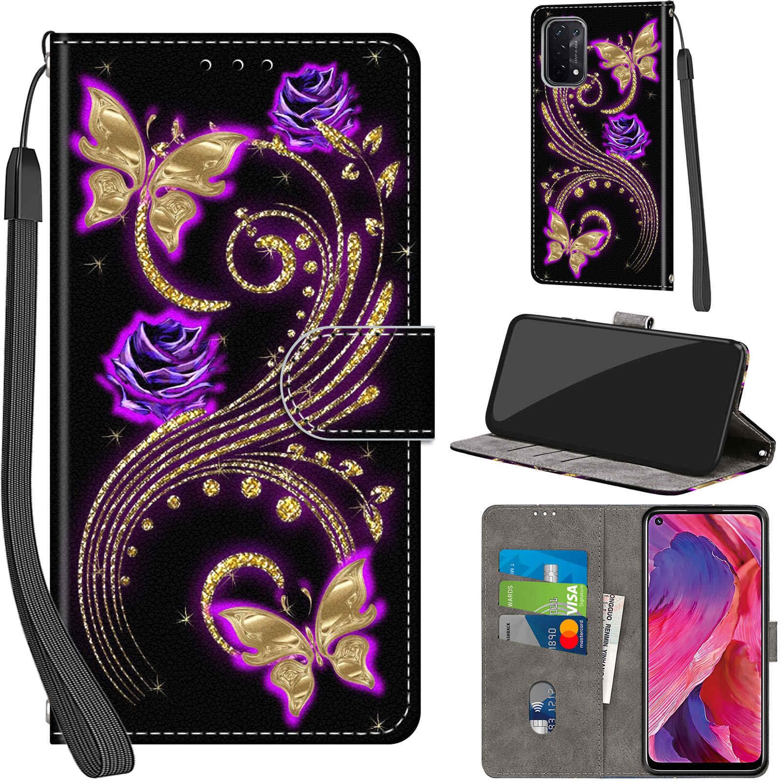 PHINIENLAND Cover per Oppo A54 5G / A74 5G Case PU Pelle Custodia [Kickstand] [Chiusura magnetica] [Slot per Schede], Portafoglio Flip Custodia per Oppo A93 5G / A93s 5G,Crisantemo