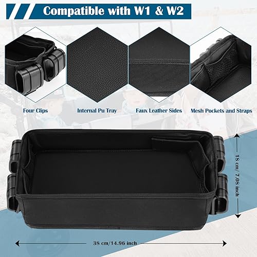 Miniatura 2 de Vickes Bandeja de aperitivos para cochecito Wonderfold Wagon W2, bandeja de cochecito para Wonderfold Wagon Serie W, lado de piel sintética para una