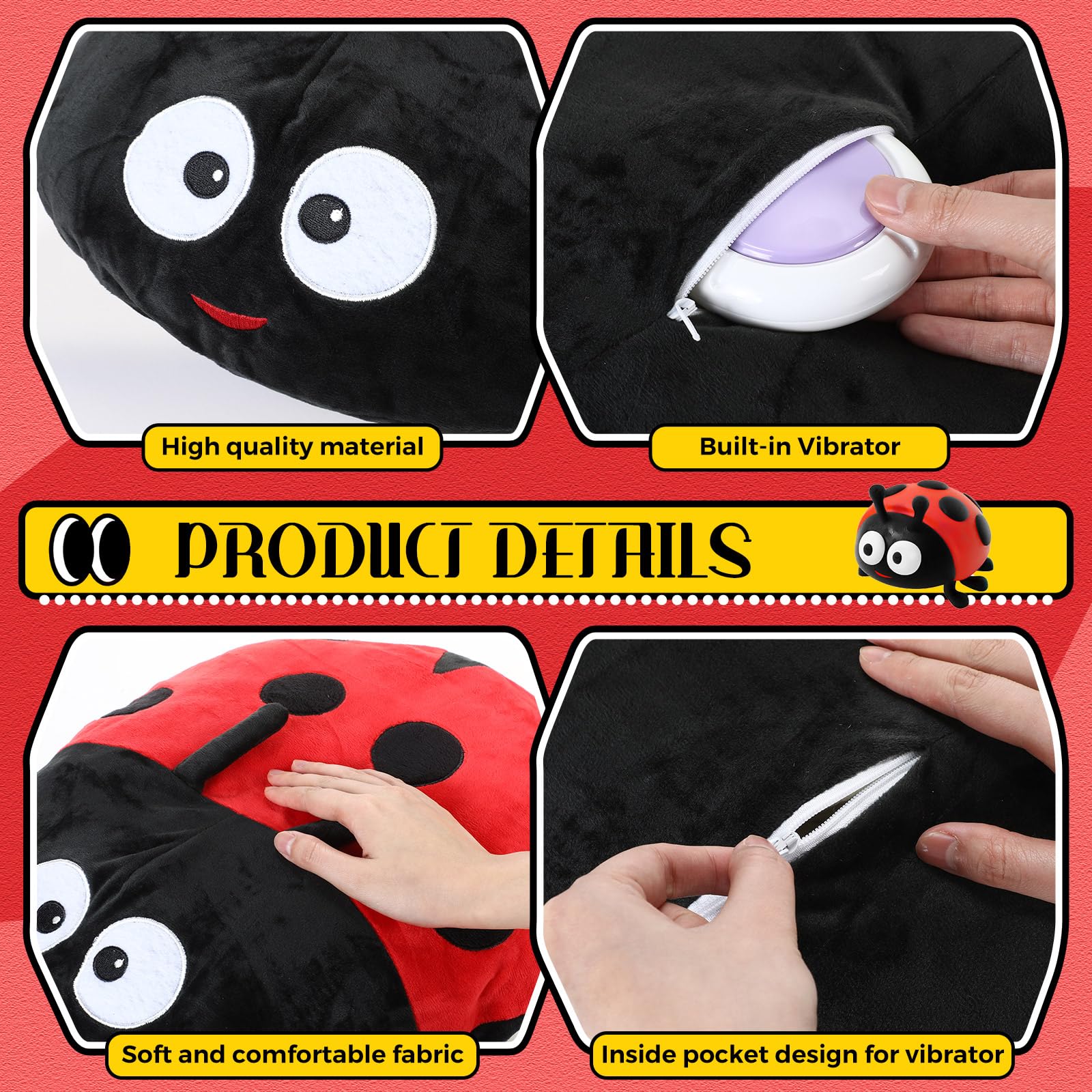 Amazon.com: Kigley Ladybug Sensory Vibrating Pillow for Autistic Adults,  Pressure Activated Vibrating Stuffed Animal Plush Soft Textured Therapy  Stimulation for Relieve Pain Stress Holiday Birthday Party Gifts : Health &  Household