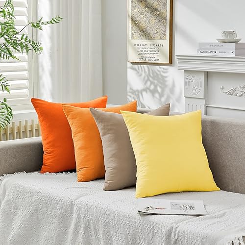 Miniatura 6 de Juego de 4 fundas de almohada cuadradas para sofá, juego de 4 fundas de almohada cuadradas de 20 x 20 pulgadas, juego de 4 almohadas decorativas