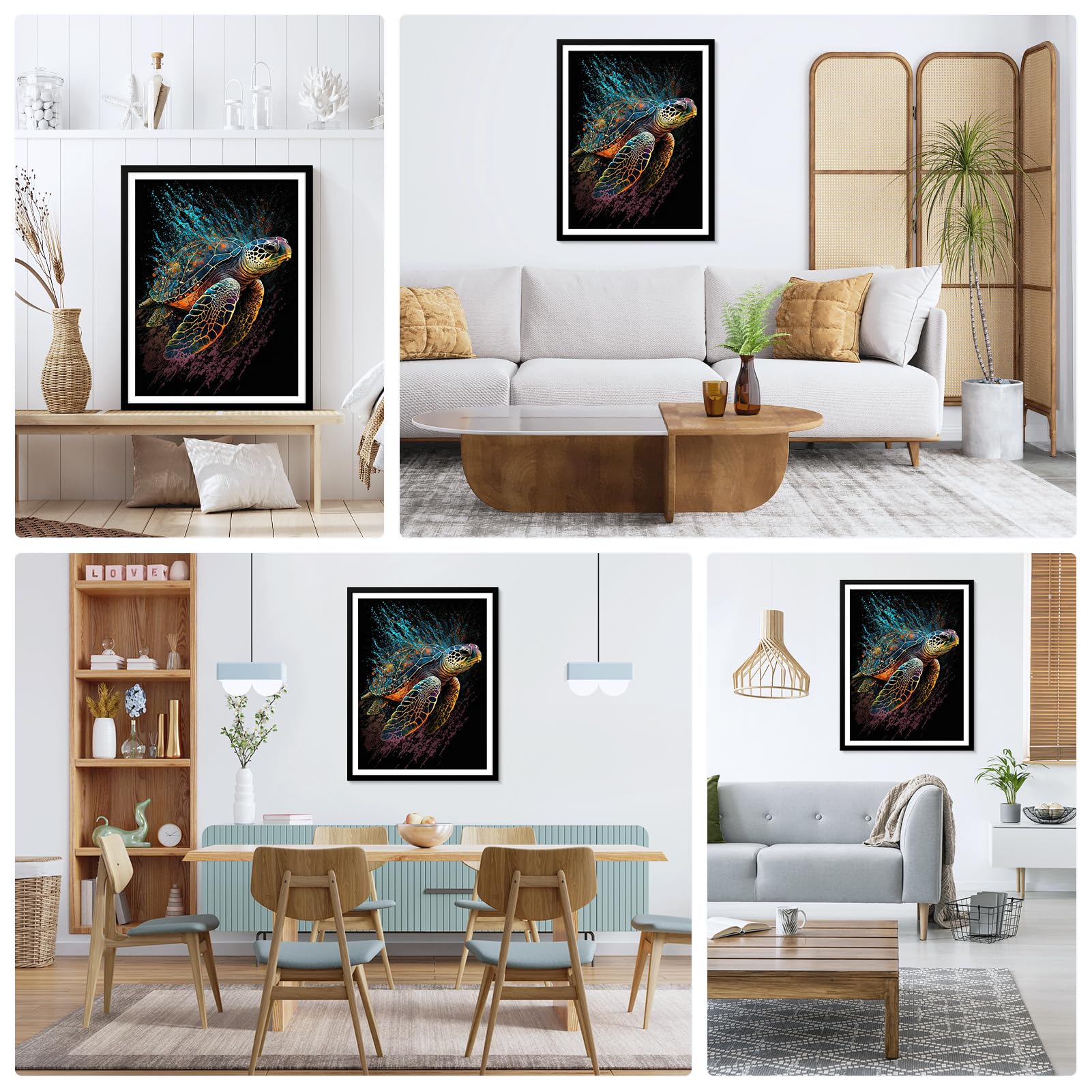 DIY 5D Diamond Painting Complet Kit,Tortue Sous-marine Peinture Diamant Kits Pour Adultes Enfants Cristal Strass Point De Croix Broderie Art Salon Maison Décora Murale Cadeau Round Drill,40x60cm