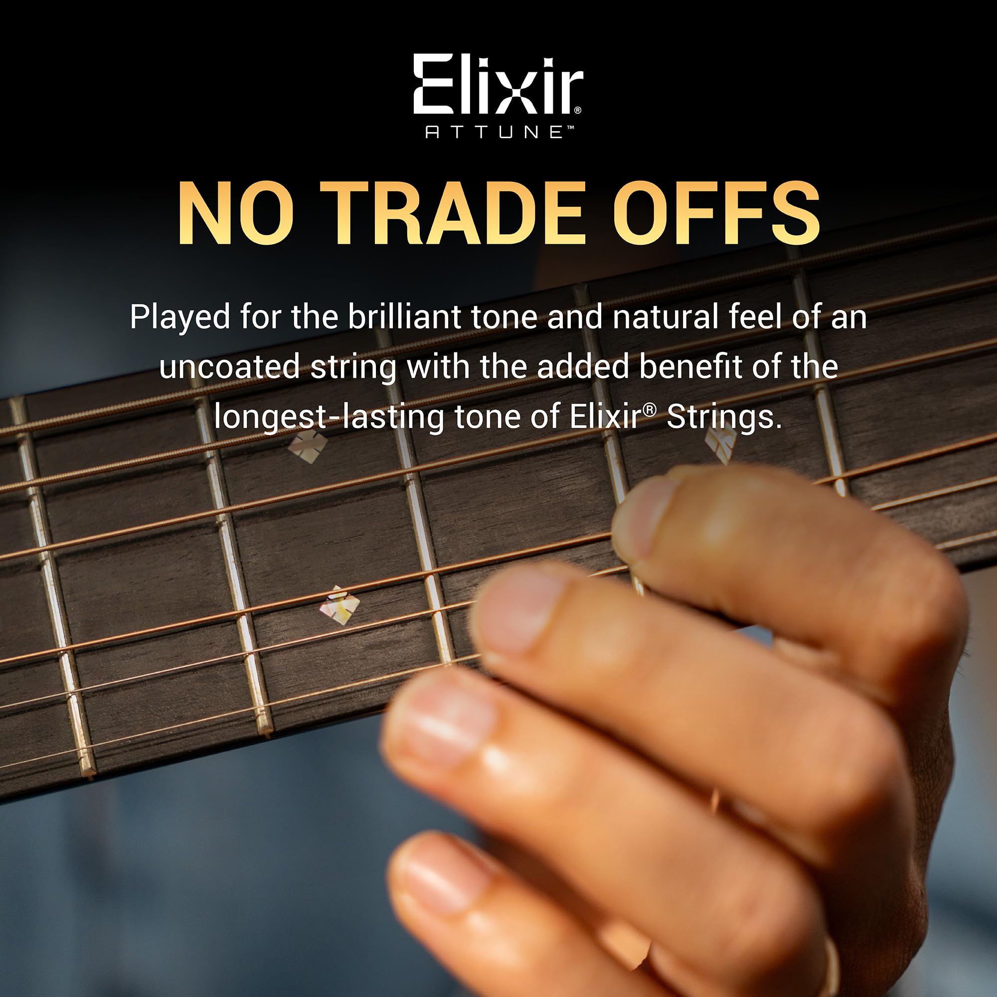 Elixir Strings, corde per chitarra acustica ATTUNE, Phosphor Bronze, suono nitido e chiaro di lunga durata con sensazione naturale, set da 6 corde, Custom Light 11-52