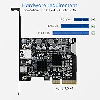 Vista 3 de Tarjeta PCIe USB 3.1, adaptador RIITOP PCI-e 3.0 x4 a USB 3.2 Gen2 (10Gbps) se expande a 20 pines + tipo E + 1 USB 3.0 + 1 USB C