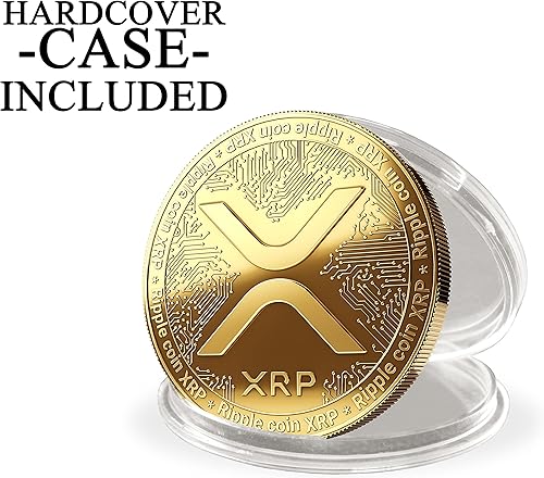 Vista 21 de Bitcoin físico chapado en oro de 24 quilates. Un verdadero artículo de coleccionista con funda protectora