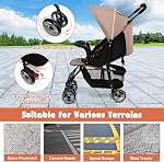 HONEY JOY Lightweight Stroller, Compact Travel Stroller for Airplane, Toddler Fold Pushchair w/Adjustable Canopy & Backrest, Storage Basket, Umbrella Stroller for Infants (Coffee)