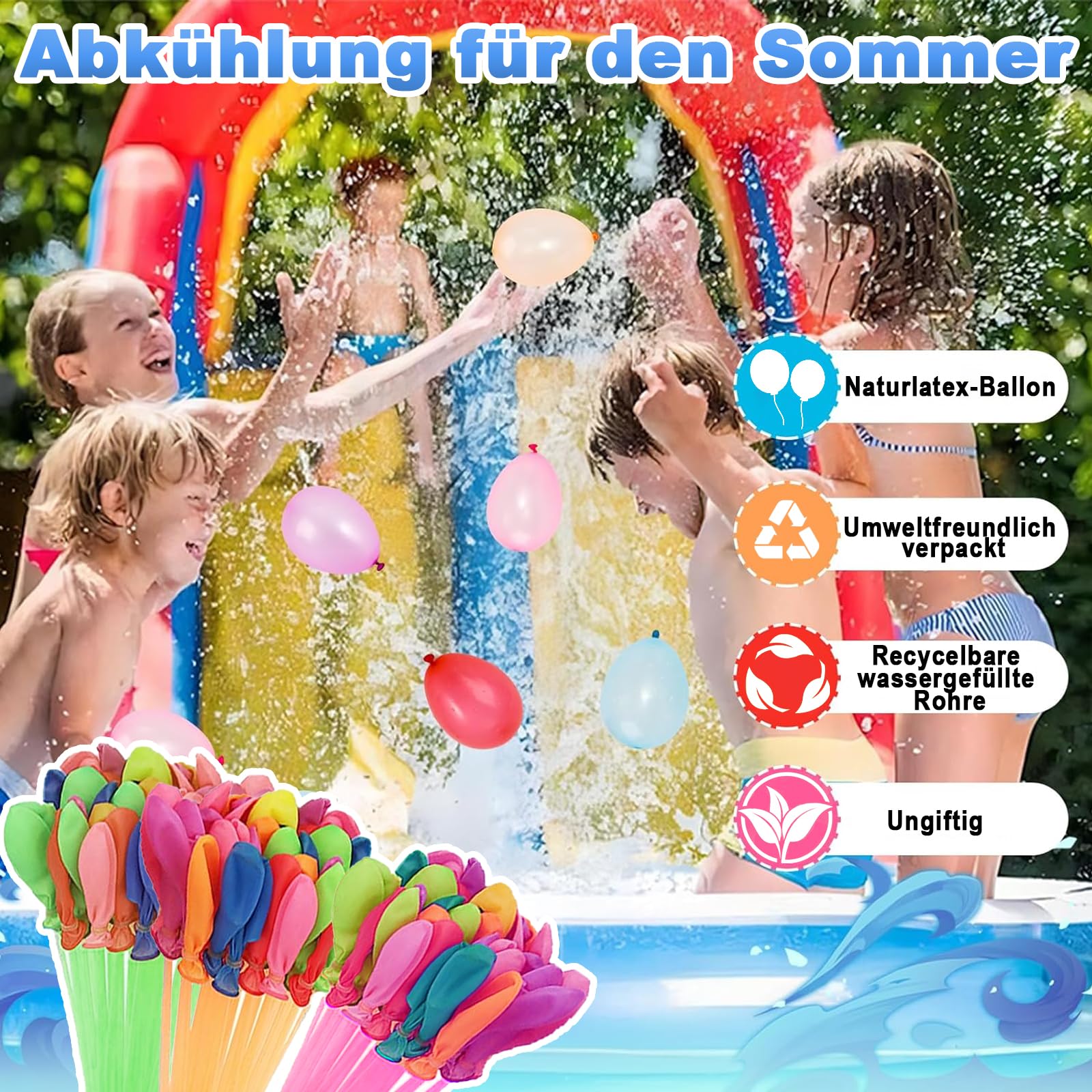 Bombe D'acqua Autosigillanti 444 Pezzi – Palloncini In 12 Fasci Con Chiusura Automatica – Battaglie Estive