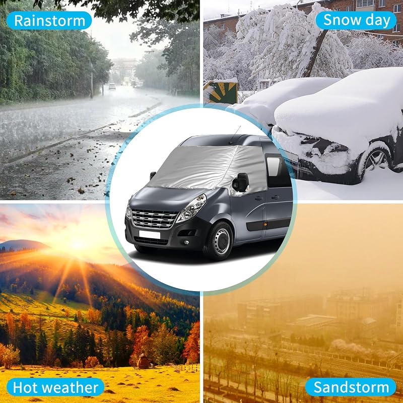 JinsenTGG Szélvédő Takaró Renault Master Opel Movano Nissan NV400 Nap Hó Jég Védelem - silver
