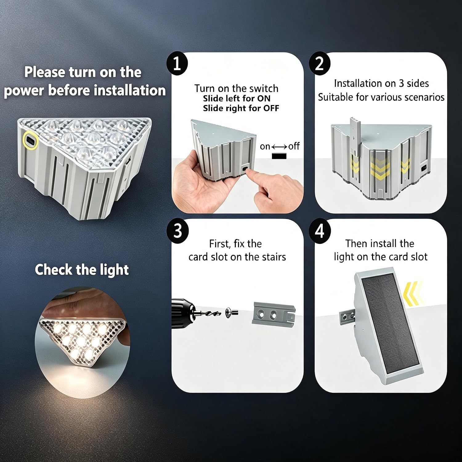 Solar Stair Lights 6 Pack,Solar Step Lights IP68 Waterproof Warm White image 2