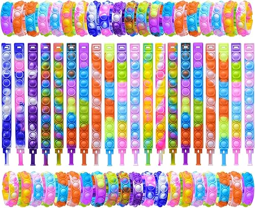 60 pulseras para reventar burbujas juguetes sensoriales de burbujas para recuerdos de fiesta paquete de pulseras antiestrés duraderas y ajustables