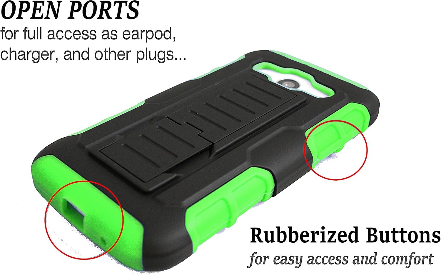 Galaxy Core Prime Case, Galaxy Prevail LTE Case, Starshop [Heavy Duty] Dual Layers Kickstand and Locking Belt Clip with Premium Screen Protector Green