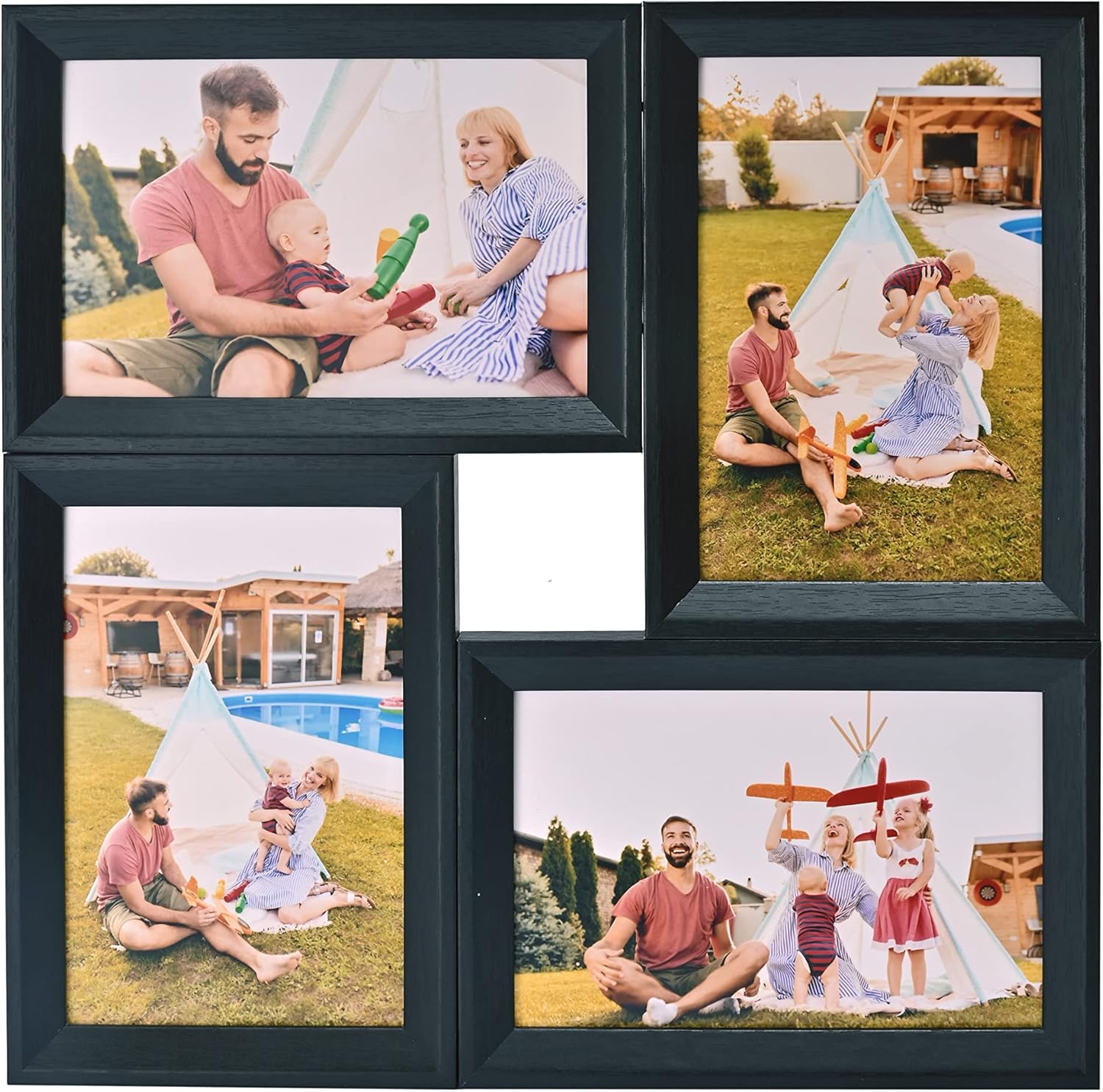 Donmills 6x4 Black Photo Frames Multiple Pictures Frame 4 Aperture