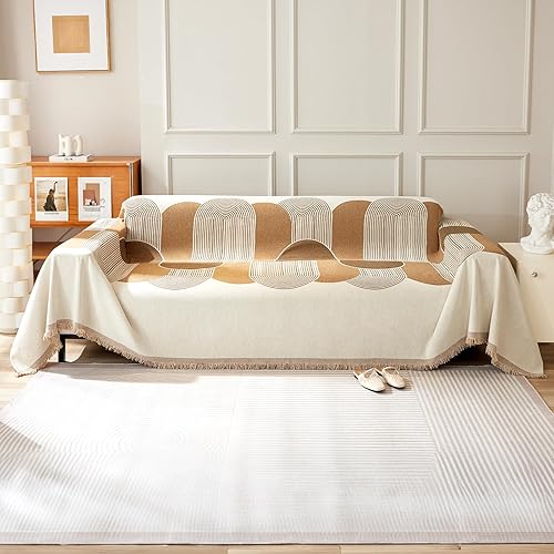 Lucky Monet Fundas bohemias de felpilla reversibles para sofá modular de 3 cojines, protector de muebles para perros, en forma de L, 71 x 118