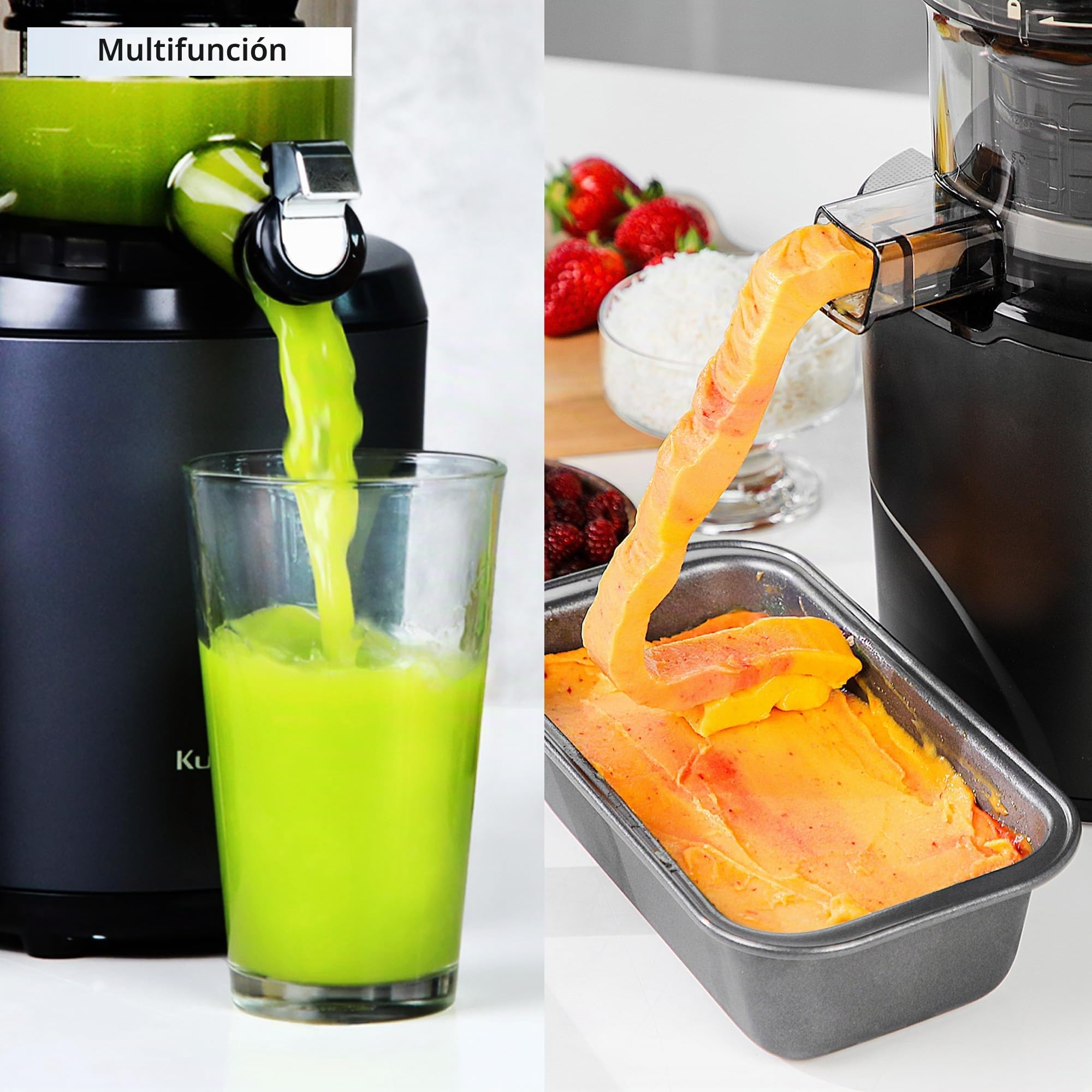 Kuvings Extractor AUTO8, exprimidor y licuadora - Lenta y fácil de limpiar, capacidad 2L, motor de 200 W ideal para frutas, verduras y smoothies.(Negro)_KHS-860SE