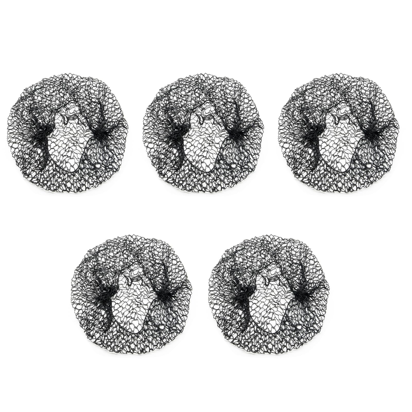 5 Pieces Black Hair Nets for Sleeping, Thicker Sleep in Hair Net with Elasticated Edge, Hairnet Snood for Drying Curly Plopping Bonnet Mesh Comfortable & Versatile Mesh Crochet Cap for Women