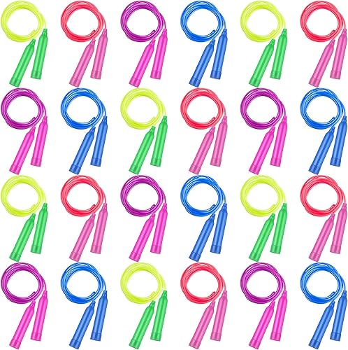 Elcoho Colorful Jump Rope Set Adjustable Plastic Jump Rope Skipping Rope Outdoor Jump Ropes Great Party Favor