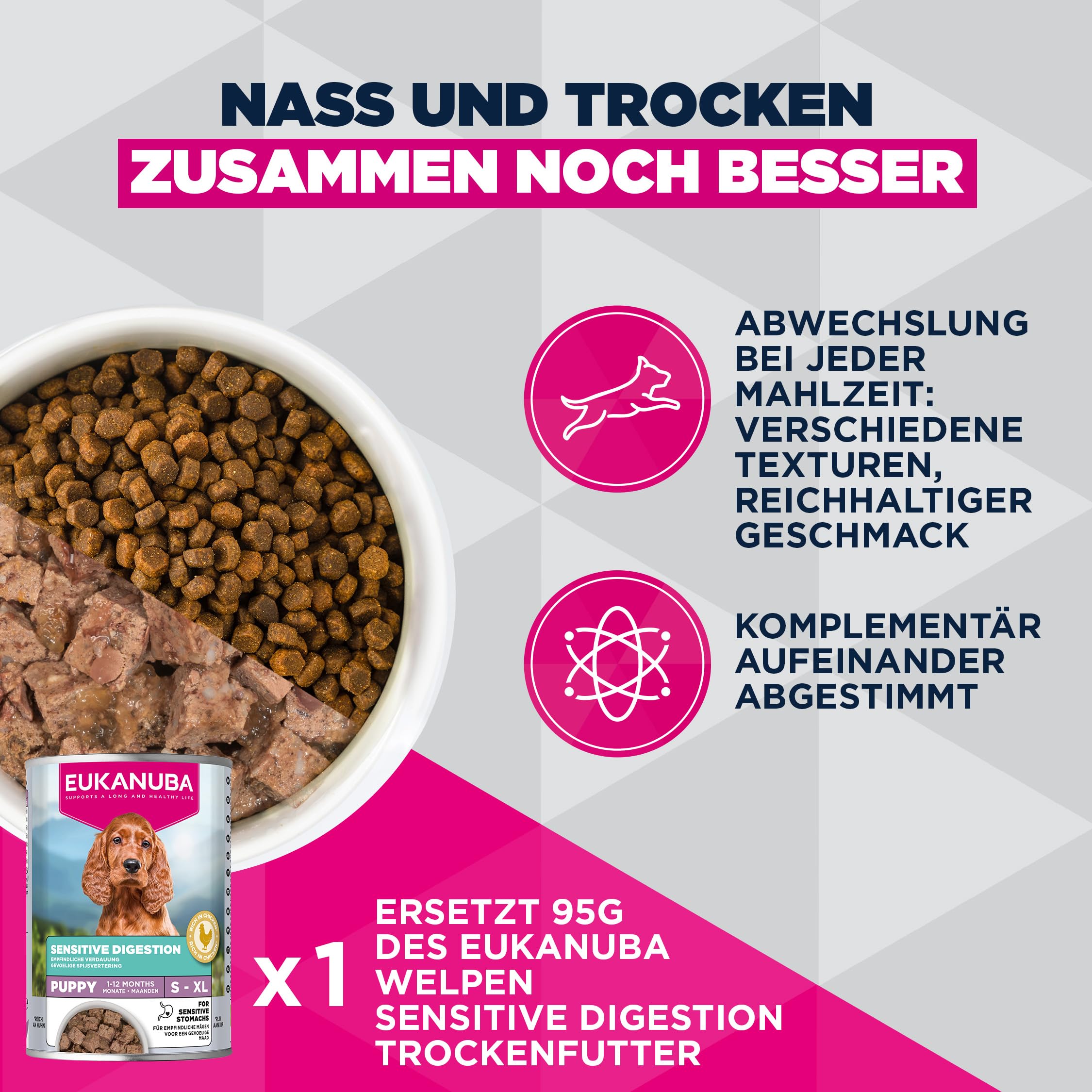 Eukanuba Sensitive Digestion Welpenfutter trocken mit Huhn & Reis, 12 kg | Special Care | Magenfreundliches Trockenfutter | für Junior Hunde mit sensibler Verdauung