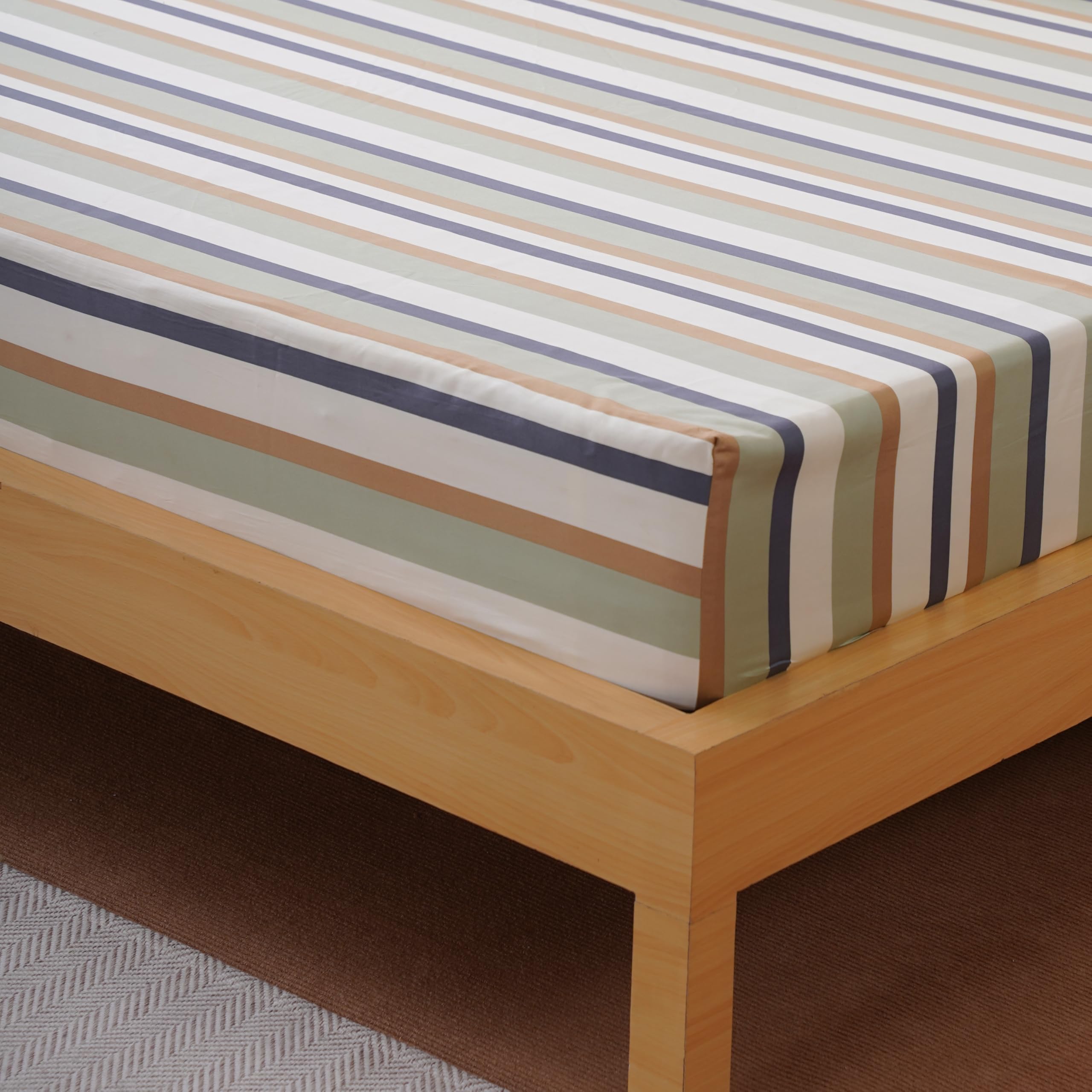 Sheet Story Bamboo King Size Fitted Sheets - 41cm Deep Pocket - 400 Thread Count - Hypoallergenic, Soft and Cooling Fitted Sheets King Size - Striped