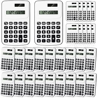 Treela 30 Pcs Pocket Size Calculator for Students Bulk Mini Handheld Calculator Basic Standard Calculators with Button Battery 8 Digit Display Desktop Calculator for School Kids Teacher (Simple Color)