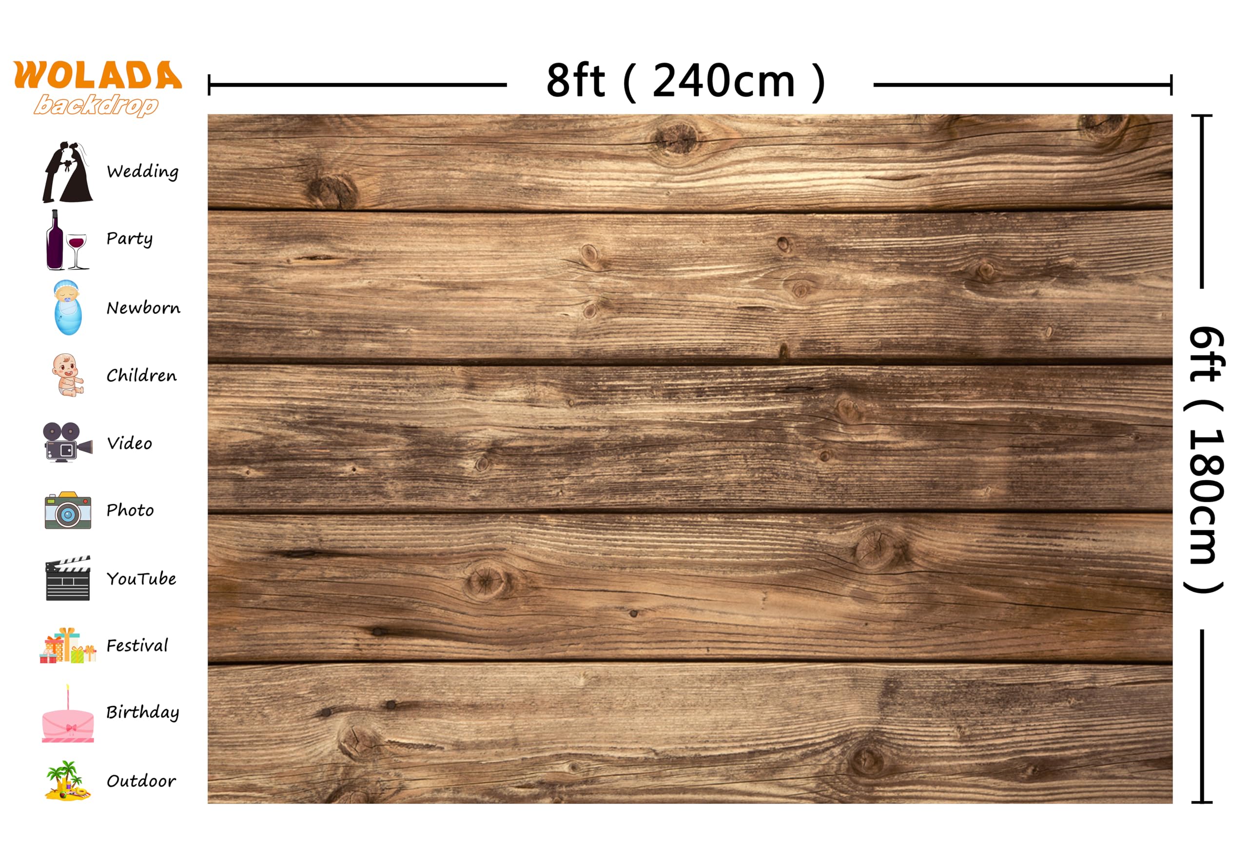 WOLADA Holzhintergrund Für Fotografie – 2,1x1,5 M, Vinyl, Rustikales Holzdesign, Für Studio & Porträts