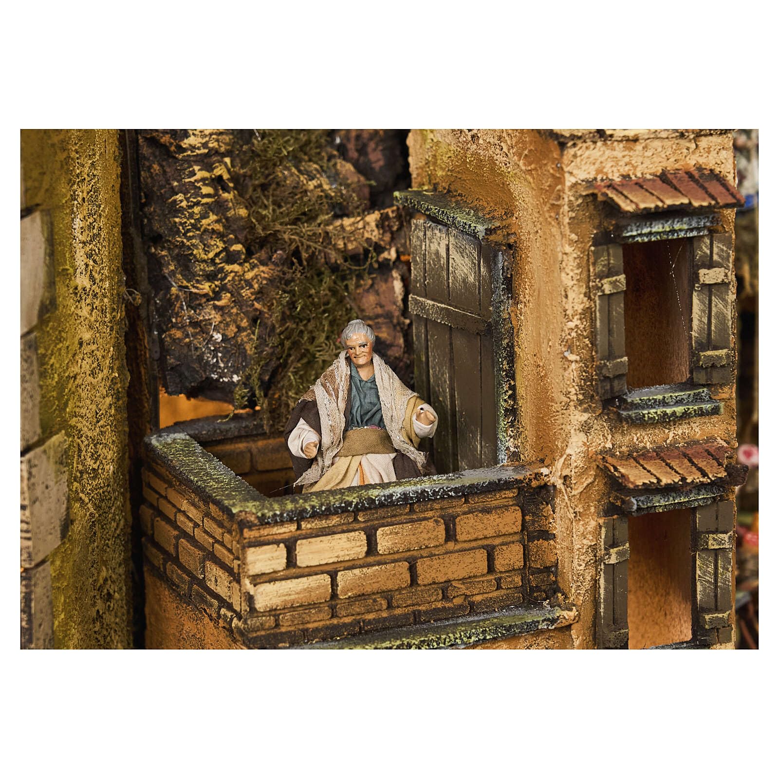 Holyart Belén napolitano: Pueblo estatuas 12 cm 80x70 cm belén napolitano con Movimiento Mod. C