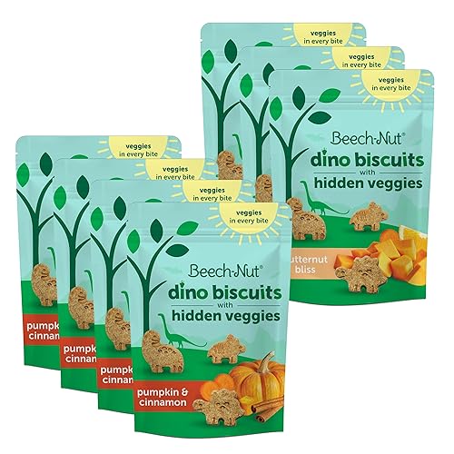 Beech-Nut Paquete variado de aperitivos para niños pequeños, galletas de dinosaurio con verduras ocultas, bocadillos horneados sin OMG para niños,