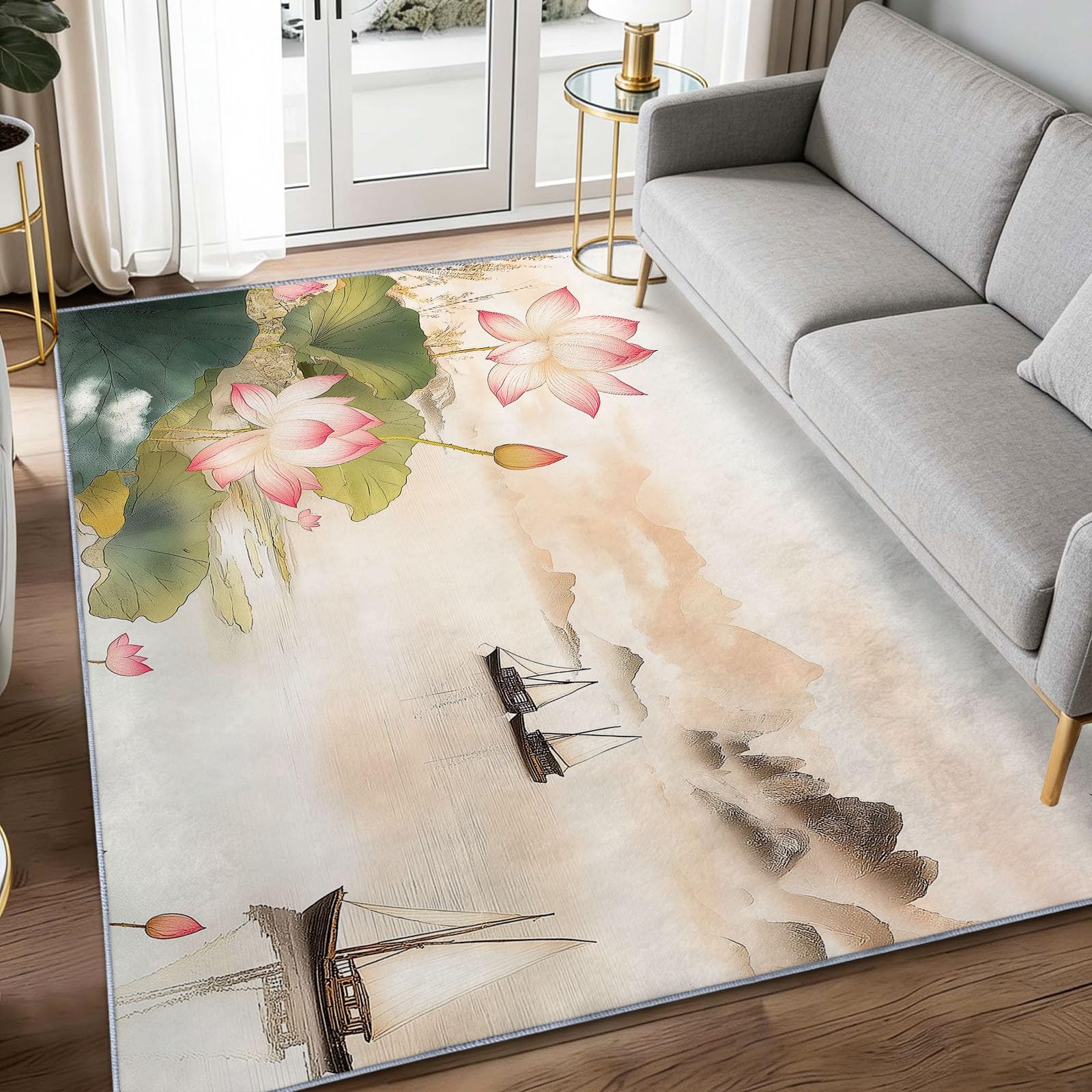 Alfombra minimalista antideslizante de 100x160 cm estilo oriental multicolor